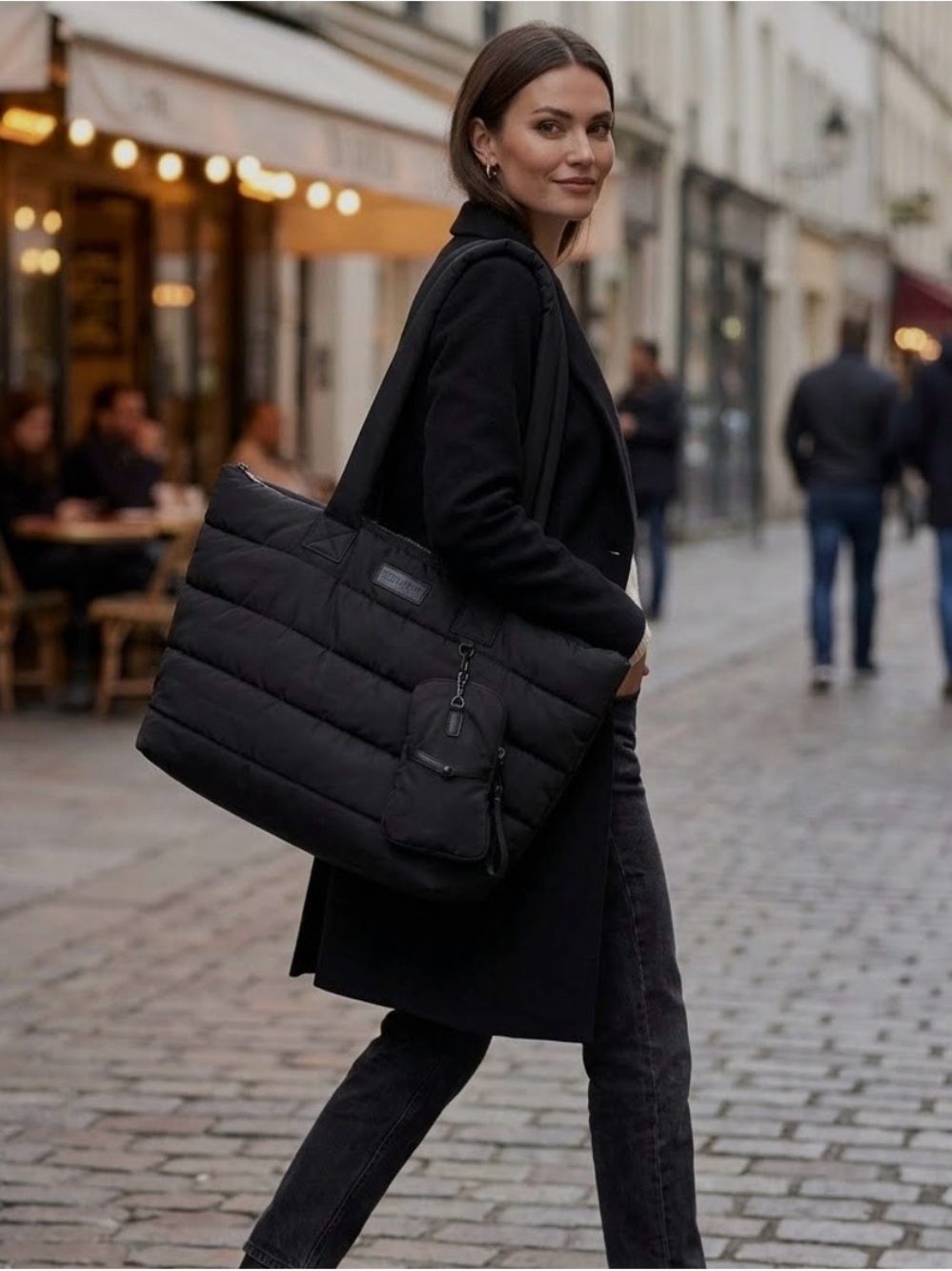 Ted Baker London Quinsin Black Oversized Puffer Nylon Tote Bag EUC